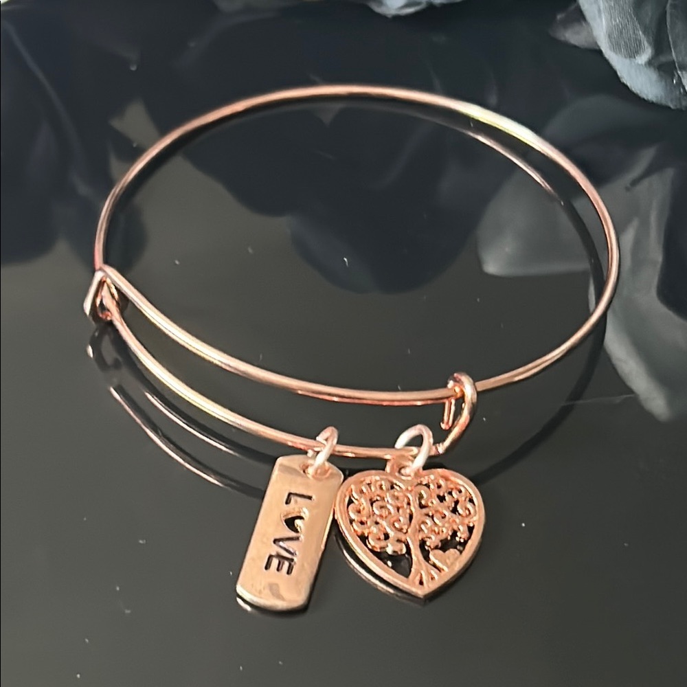 Rose Gold Love Charm Bracelet - Handmade